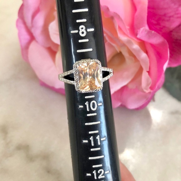 Princess Cut Peach Morganite Ring - Picture 8 of 9